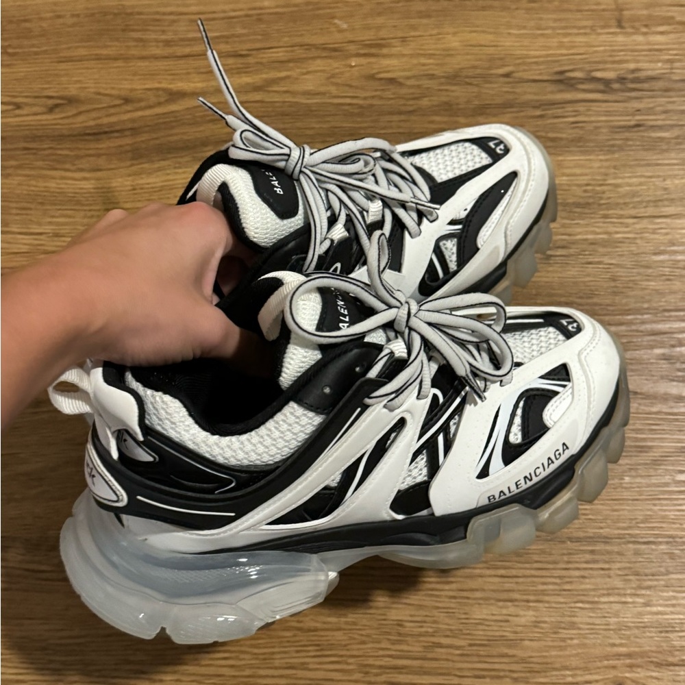 Balenciaga White and Black Track Sneakers